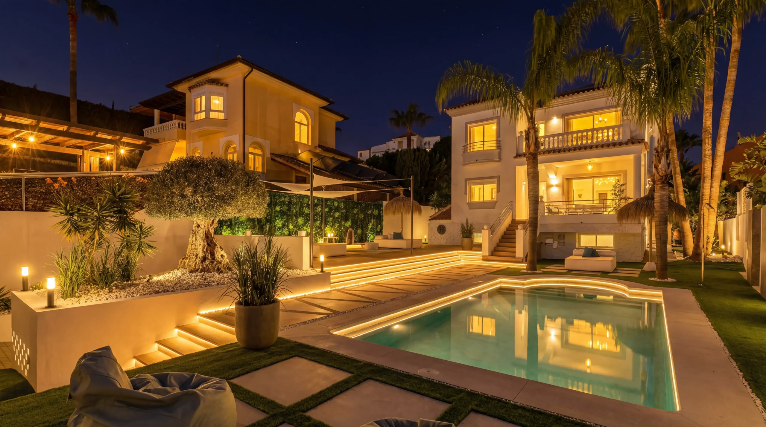 Luxury Sunny Camelia Villa in Benalmádena with heated private pool, modern design, outdoor terrace, and golf area nearby on Costa del Sol Spain