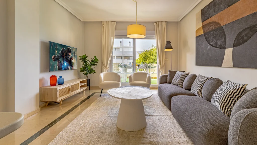 Puente Romano Marbella luxury apartment floor plan with 3 bedrooms, terraces and swimming pool near Golden Mile beach
