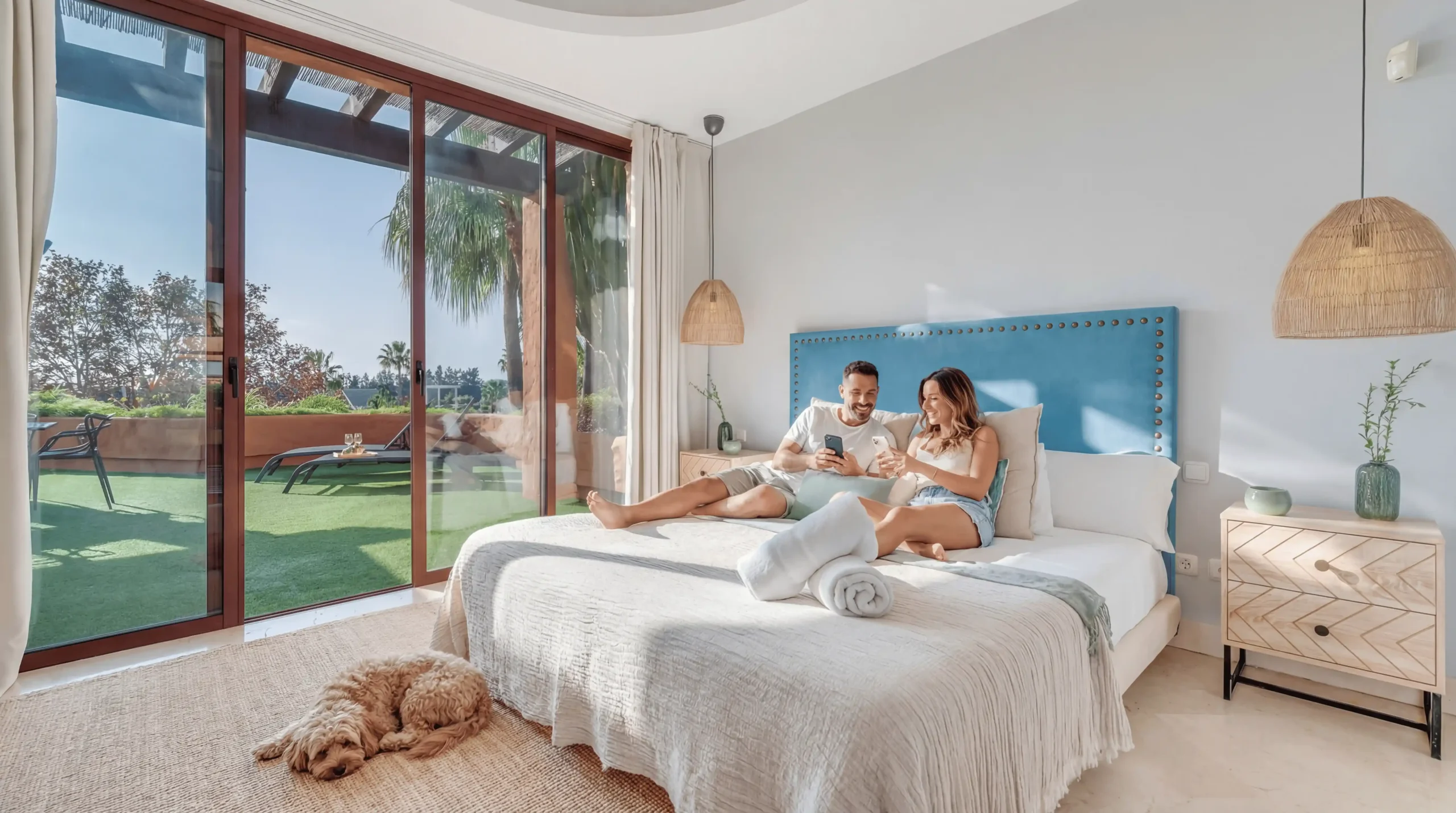 Luxury duplex penthouse in Nueva Andalucía Marbella with panoramic sea views, giant rooftop terrace, BBQ area, outdoor dining, and walking distance to Puerto Banús beach and marina.